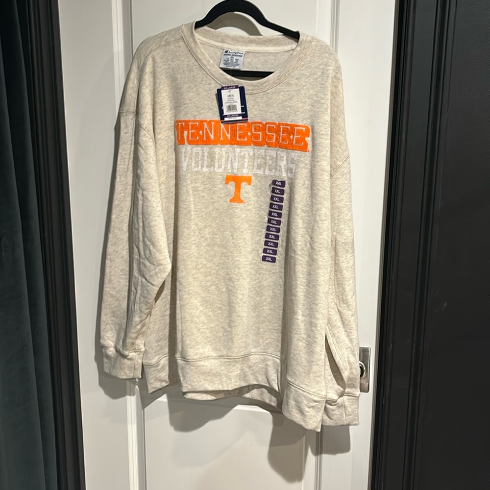 Champion Tennessee Volunteers cream gray pullover orange 2XL XXL NWT